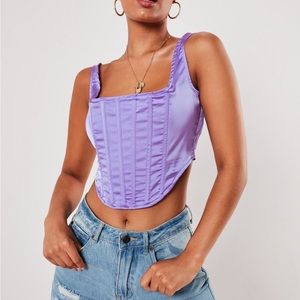Missguided Lilac Satin Corset Top